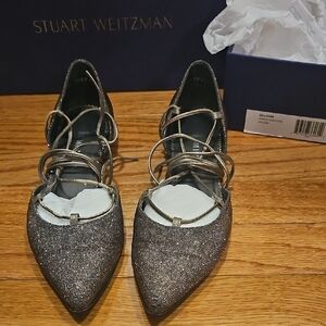 Stuart Weitzman Women's Metallic Glitter Flats
